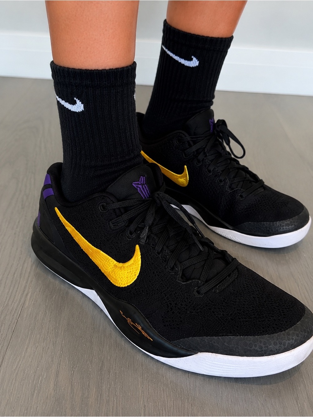 Nike Kobe 8 Proto Lakers Away Black/Gold Sneakers GS 5Y/W 6.5 FN0266-002